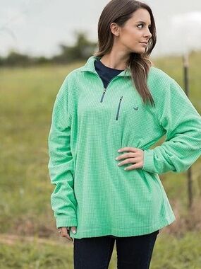 Southern Marsh FieldTec Teal Waffle Quarter-Zip Pullover
